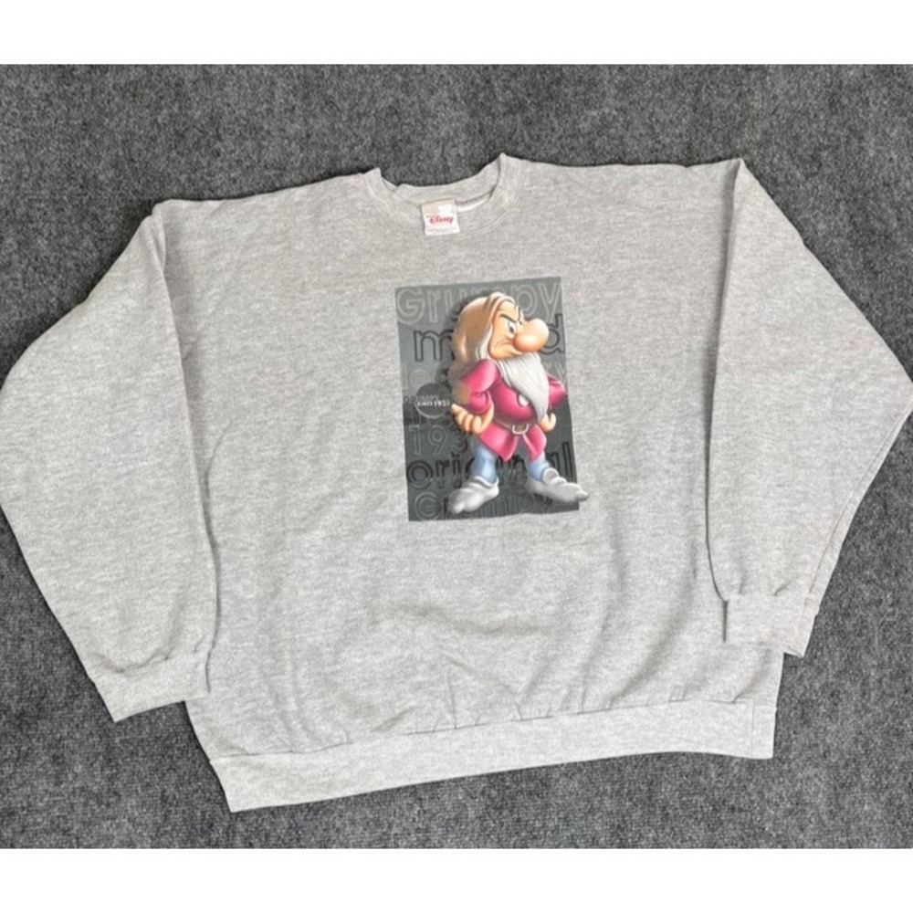 Disney Store Grumpy Gray Men's Long Sleeve Sweatshirt Polyester/Cotton Sizde XL